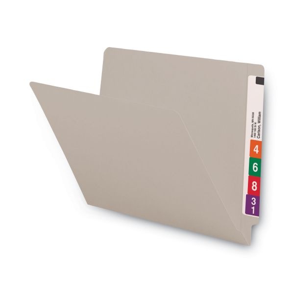 Smead Shelf-Master Reinforced End Tab Colored Folders, Straight Tabs, Letter Size, 0.75" Expansion, Gray, 100/Box
