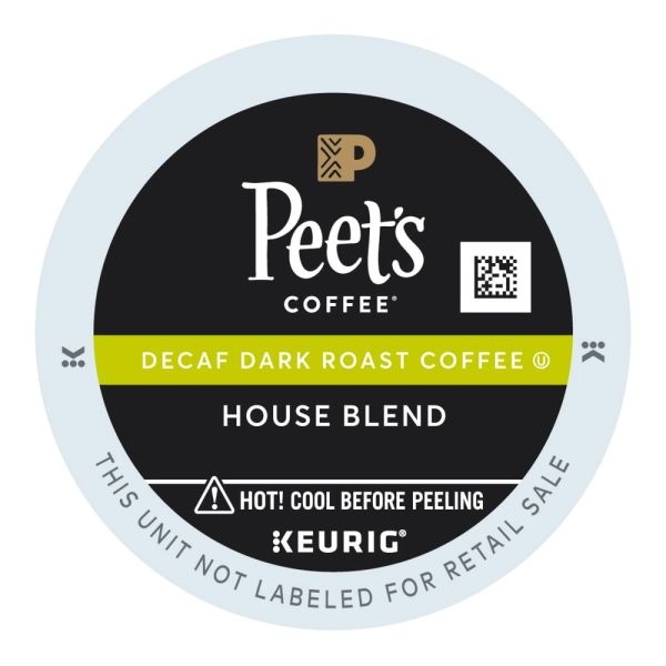 Peet's Coffee & Tea House Blend Decaf K-Cups, Dark Roast, 22/Box