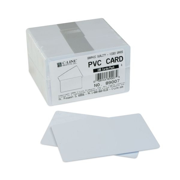 C-Line Pvc Id Badge Card, 3.38 X 2.13, White, 100/Pack