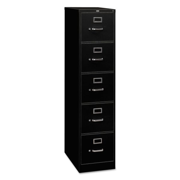Hon 310 Series 5-Drawer Vertical Metal File Cabinet, Legal, 60" Height, Full-Suspension, Black