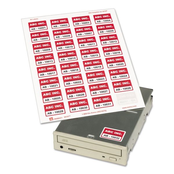 Avery Permanent Id Labels W/ Sure Feed Technology, Inkjet/Laser Printers, 1.25 X 1.75, White, 32/Sheet, 15 Sheets/Pack