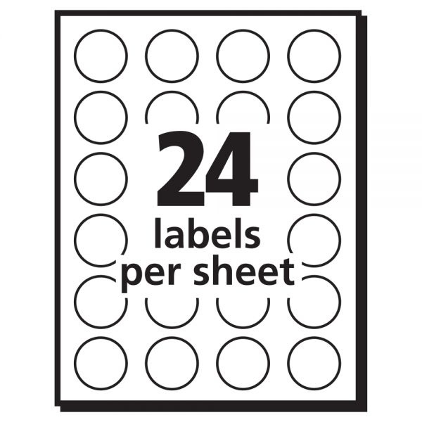 Avery Printable Self-Adhesive Removable Color-Coding Labels, 0.75" Dia., Red, 24/Sheet, 42 Sheets/Pack, (5466)