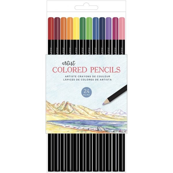 Art Supply Basics Colored Pencil Set - 24 Count Vibrant Artist-Quality Set SPY-NOTM660361