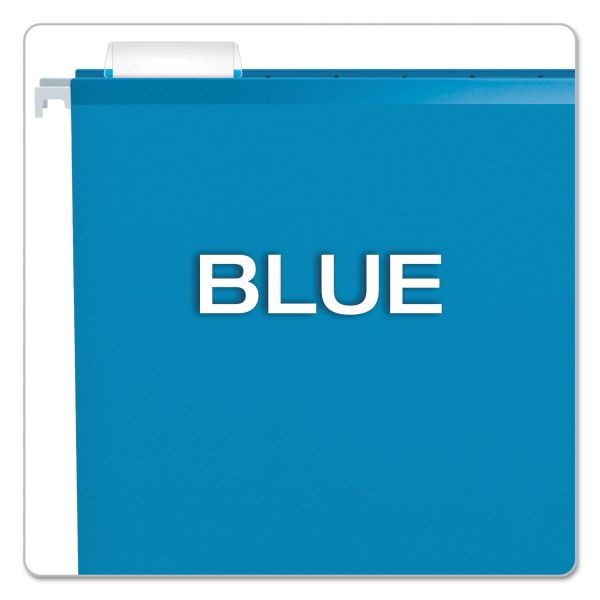 Pendaflex Colored Reinforced Hanging Folders, Legal Size, 1/5-Cut Tabs, Blue, 25/Box