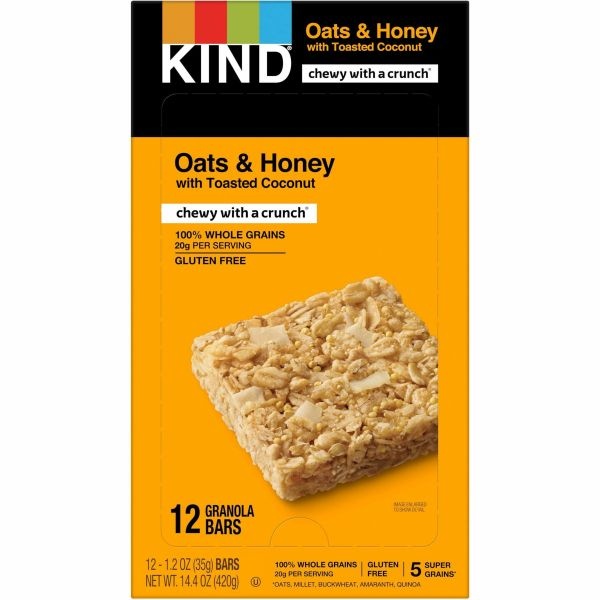 Kind Oats & Honey With Toasted Coconut Grains Bars, 1.20 Oz, Box Of 12