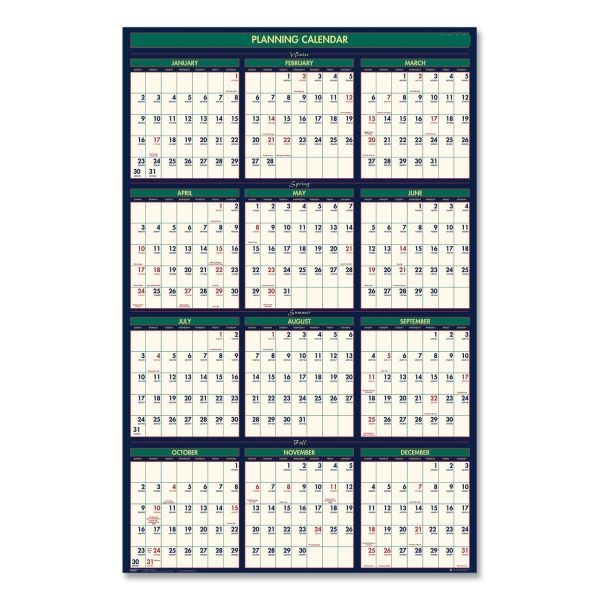 House Of Doolittle Four Season Erasable Business/Academic Recycled Wall Calendar, 24 X 37, 12-Month(July-June):2023-2024, 12-Month(Jan-Dec):2024