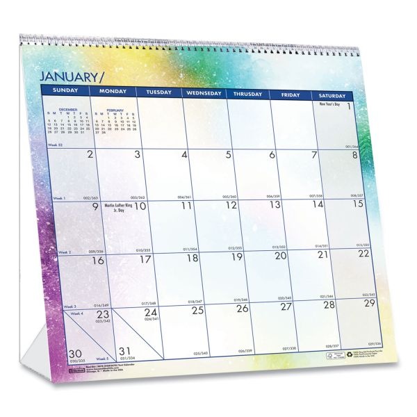 House Of Doolittle Recycled Cosmos Tent Calendar, Cosmos Artwork, 6 X 6, White/Blue/Multicolor Sheets, 12-Month (Jan To Dec): 2024