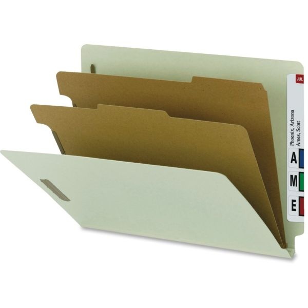 Nature Saver 2-Divider Classification Folders, Letter Size, 100% Recycled, Gray/Green, Box Of 10