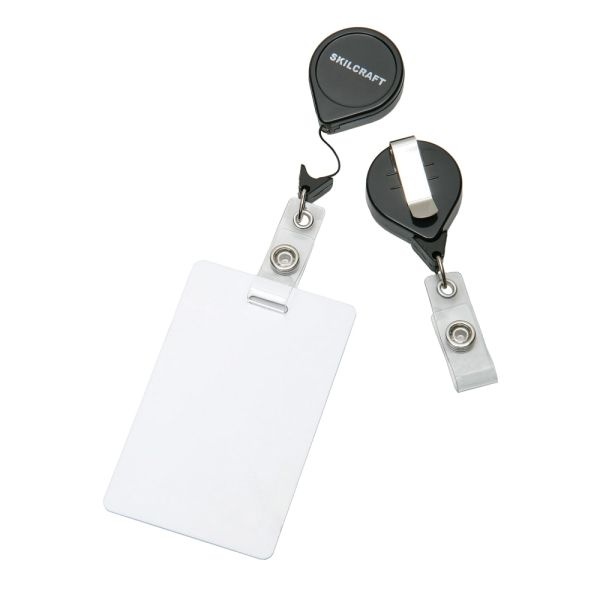 Buy Skilcraft Retractable ID Badge Holder, Black Online