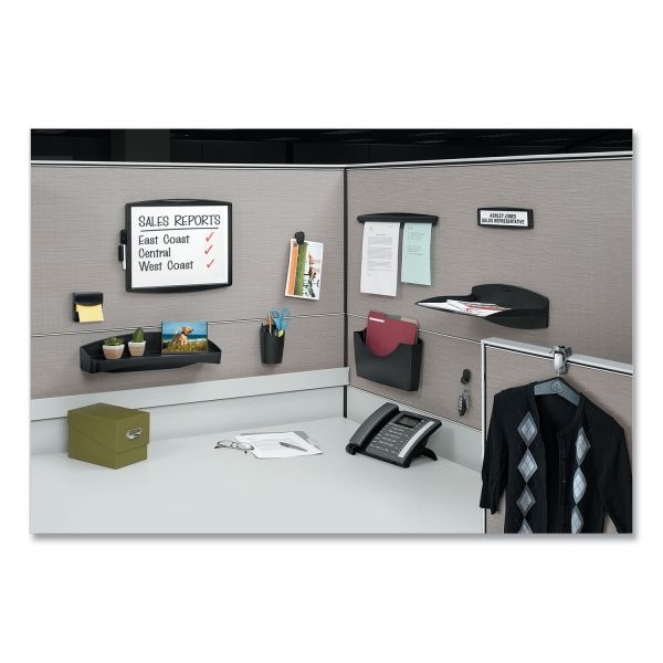 Fellowes Plastic Partition Additions Nameplate, 9 X 0.75 X 2.5, Fabric Panel Mount, Dark Graphite