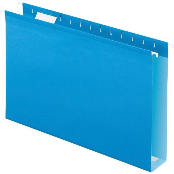 Pendaflex Extra Capacity Reinforced Hanging File Folders With Box Bottom, Legal Size, 1/5-Cut Tab, Blue, 25/Box