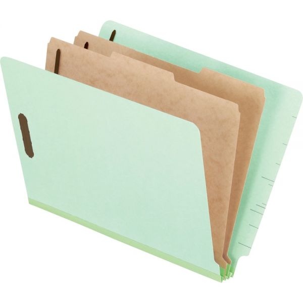 Pendaflex End Tab Classification Folders, 2 Dividers, Letter Size, Pale Green, 10/Box