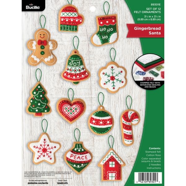Bucilla Felt Ornaments Applique Kit Set Of 12