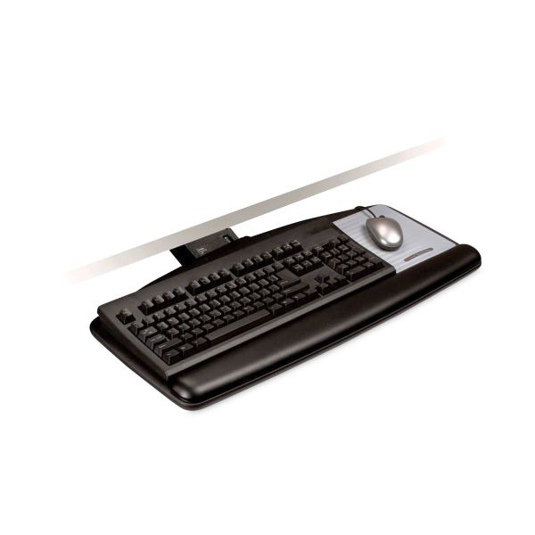 3M Sit/Stand Easy Adjust Keyboard Tray, Standard Platform, 25.5W X 12D, Black