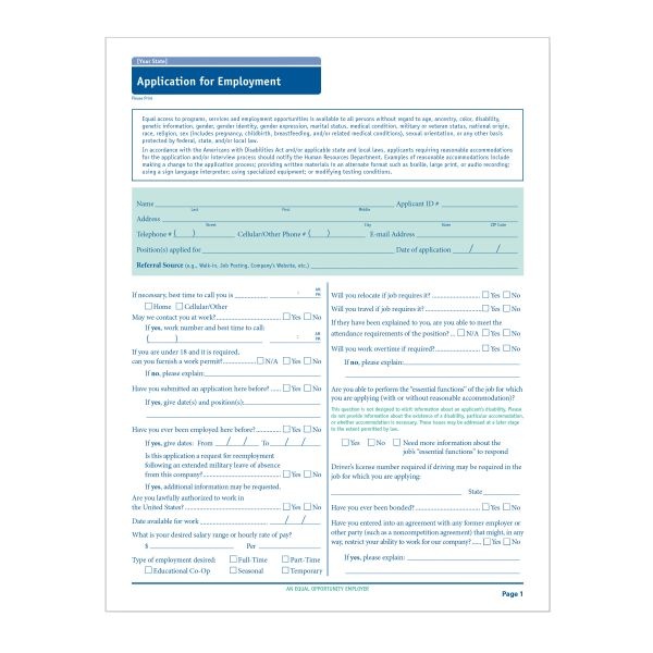 Complyright Job Application, Montana, Pack Of 50