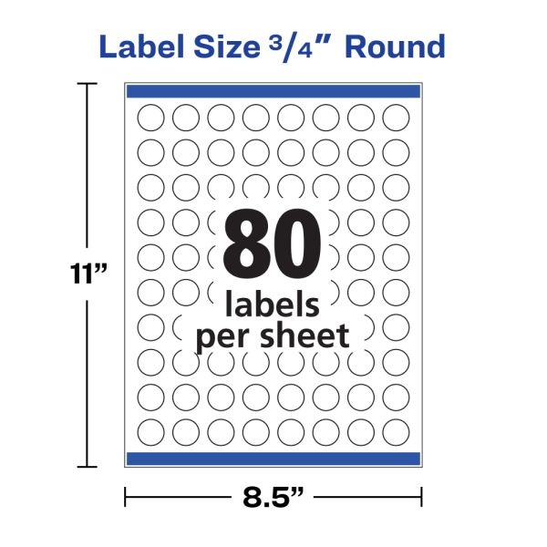 Avery Printable Labels With Sure Feed, 4221, Round, 3/4" Diameter, White, Pack Of 800