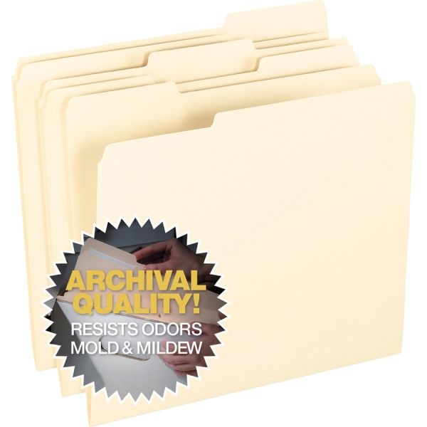 Pendaflex Smart Shield File Folders, Letter Size, Manila, 1/3 Cut Tabs