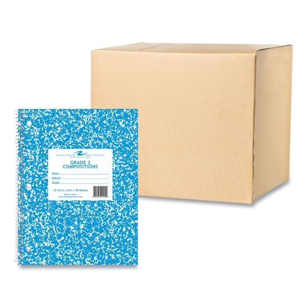 Roaring Spring Wirebound Notebook, Grade 2 Manuscript Format, Blue Marble Cover, (36) 10.5 X 8 Sheets, 48/Ct