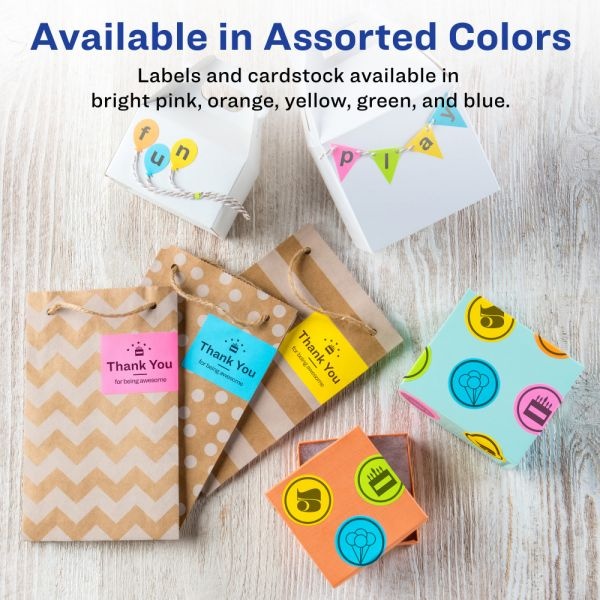 Avery Labels With Sure Feed Assorted Bright Colors, 4331, 2" X 2 5/8", Pack Of 150