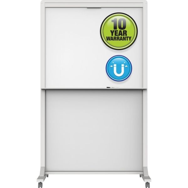 Quartet Motion Magnetic Dual Track Mobile Dry-Erase Whiteboard Easel, 34" 40 1/2", Aluminum Frame With Silver Finish
