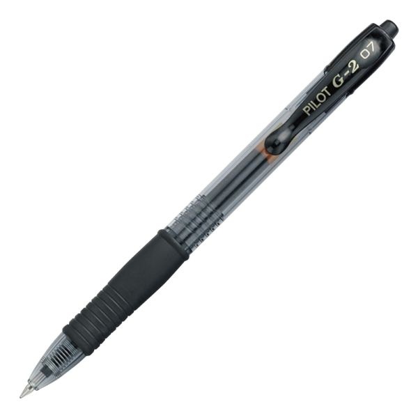 Pilot G2 Retractable Gel Rollerball Pen, Fine Point, 0.7 Mm, Translucent Barrel, Black Ink