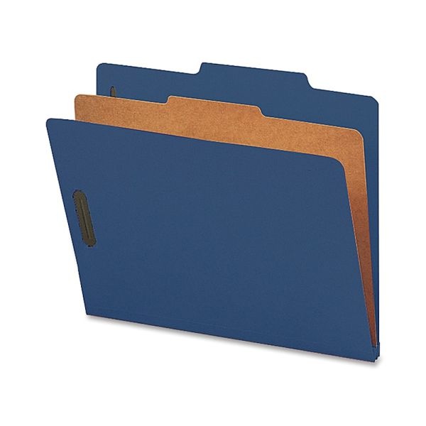 Nature Saver 1-Divider Colored Classification Folders, Letter Size, Dark Blue, Box Of 10