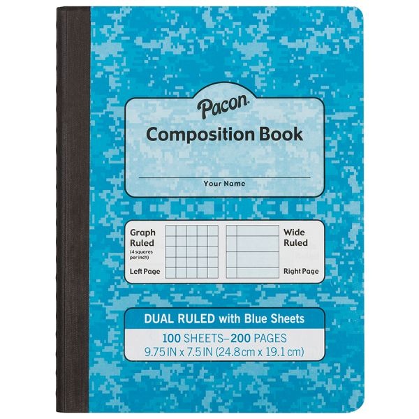 Pacon Composition Book, Narrow Rule, Blue Cover, 9.75 X 7.5, 200 Sheets