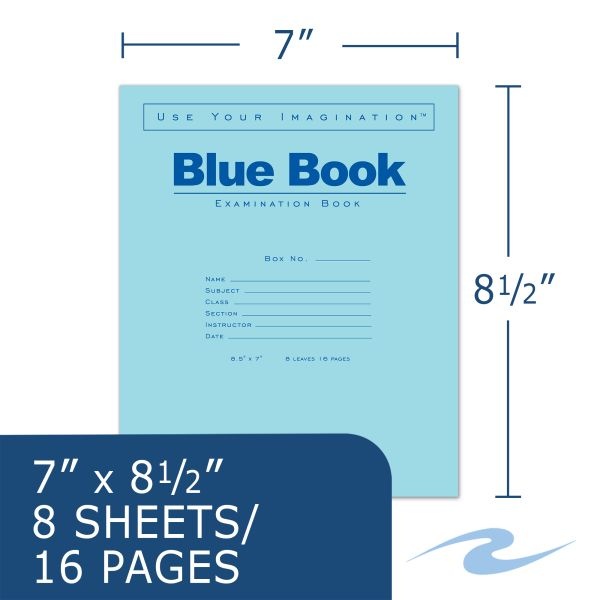 Blue Book 8.5"X7" Wide Ruled With Margin 8 Sht/16 Page