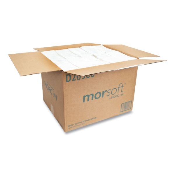 Morcon Tissue Morsoft Dispenser Napkins, 1-Ply, 6 X 13.5, White, 500/Pack, 20 Packs/Carton