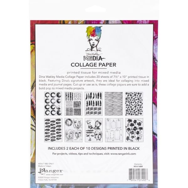 Dina Wakley Media Collage Tissue Paper 7.5"X10" 20/Pkg