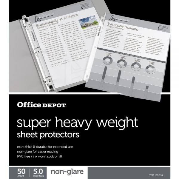 Super Heavyweight Sheet Protectors, 8-1/2" X 11", Non-Glare, Pack Of 50
