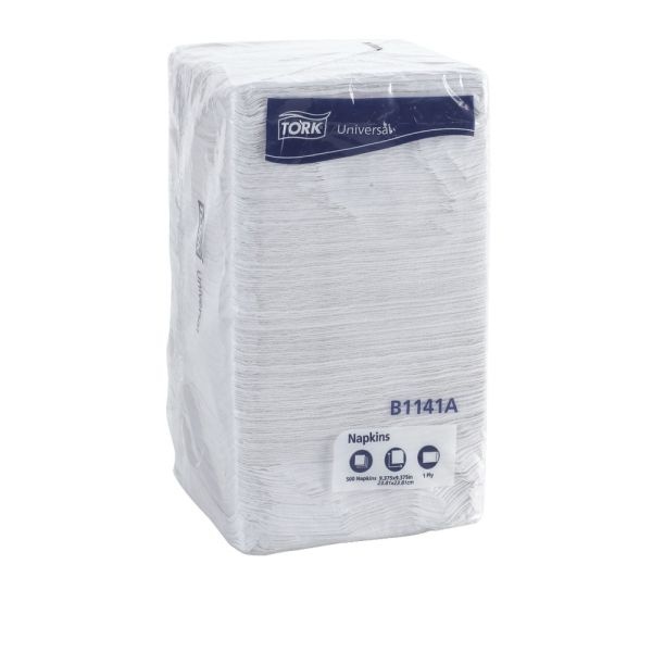 Tork Beverage Napkins, 9 3/8" X 9 3/8", 100% Recycled, White, Pack Of 500