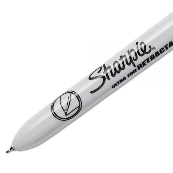Sharpie Retractable Permanent Marker, Ultra Fine Tip, Red, 12/Pack