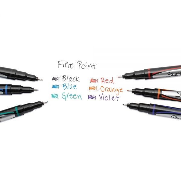 Sharpie Water-Resistant Ink Porous Point Pen, Stick, Fine 0.4 Mm, Blue Ink, Black/Blue Barrel, Dozen