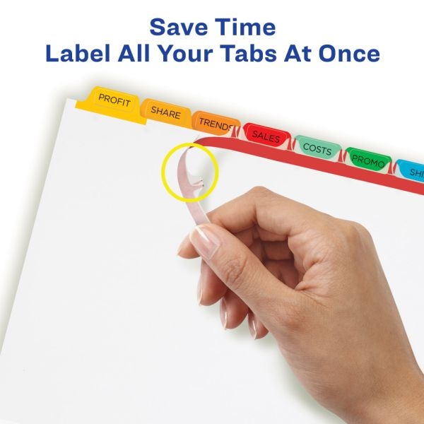 Avery Customizable Index Maker Dividers For 3 Ring Binder, Easy Print & Apply Clear Label Strip, 8 Tab, Multicolor, Box Of 25 Sets