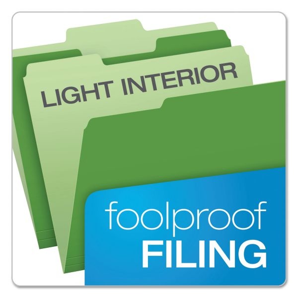 Pendaflex Colored File Folders, 1/3-Cut Tabs: Assorted, Letter Size, Green/Light Green, 100/Box