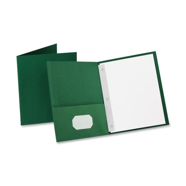 Oxford Twin-Pocket Portfolio With Fasteners, 8 1/2" X 11", Hunter Green, Pack Of 25