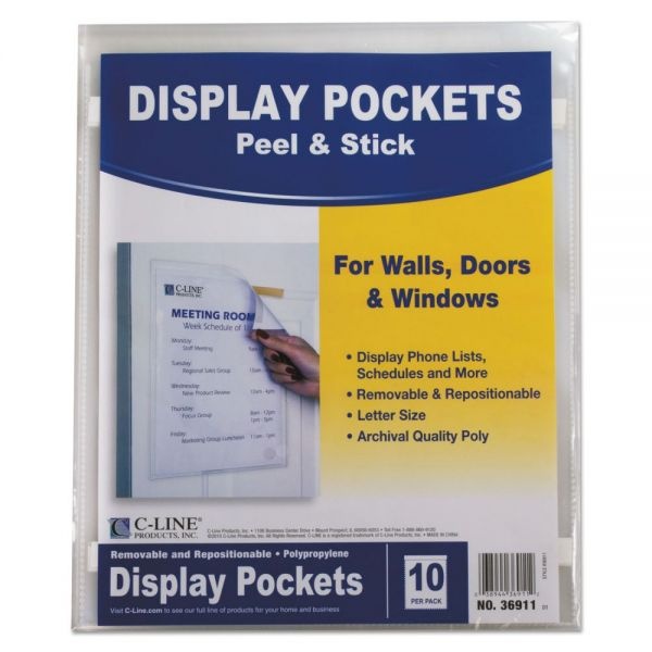 C-Line Display Pockets, 8.5 X 11, Polypropylene, 10/Pack