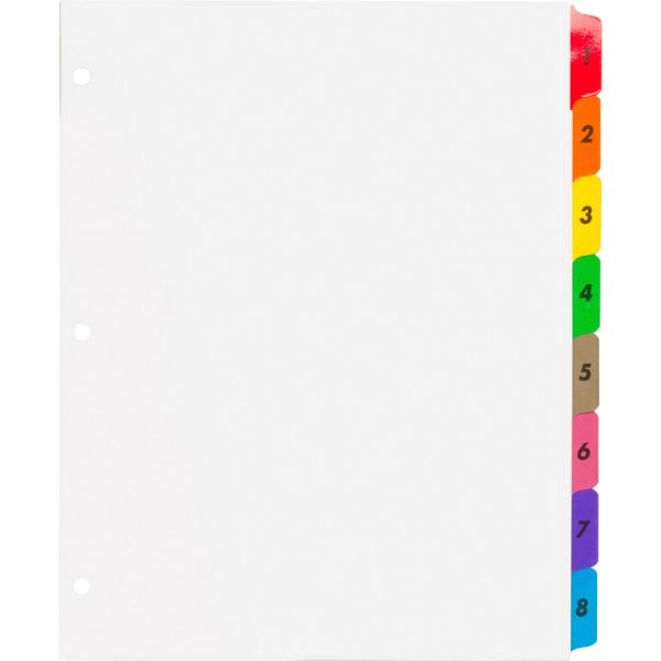 Sparco Quick Index Dividers With Table Of Contents Page, 1-8, White