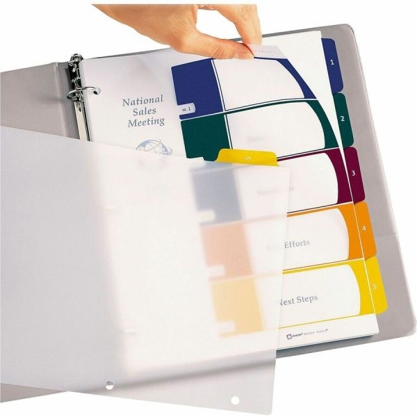 Avery Customizable Table Of Contents Ready Index Dividers With Multicolor Tabs, 5-Tab, 1 To 5, 11 X 8.5, Translucent, 1 Set