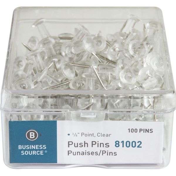 Sparco Pushpins, 3/8", Clear, Box Of 100