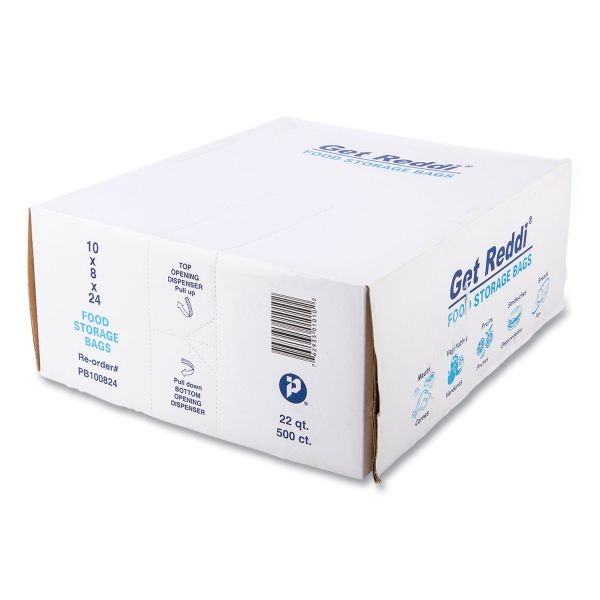 Inteplast Group Food Bags, 22 Qt, 1 Mil, 10" X 24", Clear, 500/Carton