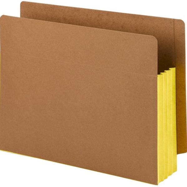 Smead Redrope Drop-Front End Tab File Pockets, Fully Lined 6.5" High Gussets, 3.5" Expansion, Letter Size, Redrope/Yellow, 10/Box