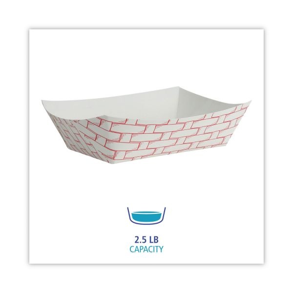 Boardwalk Paper Food Baskets, 2.5Lb Capacity, Red/White, 500/Carton