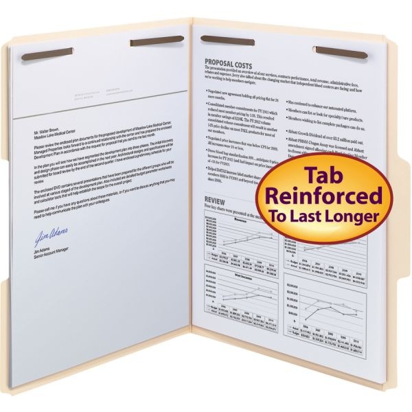 Smead Watershed/Cutless Manila File Folders With Fasteners