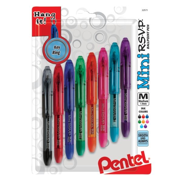 Pentel R.S.V.P. Ballpoint Pen, Fine Point, Blue, Pack of 24