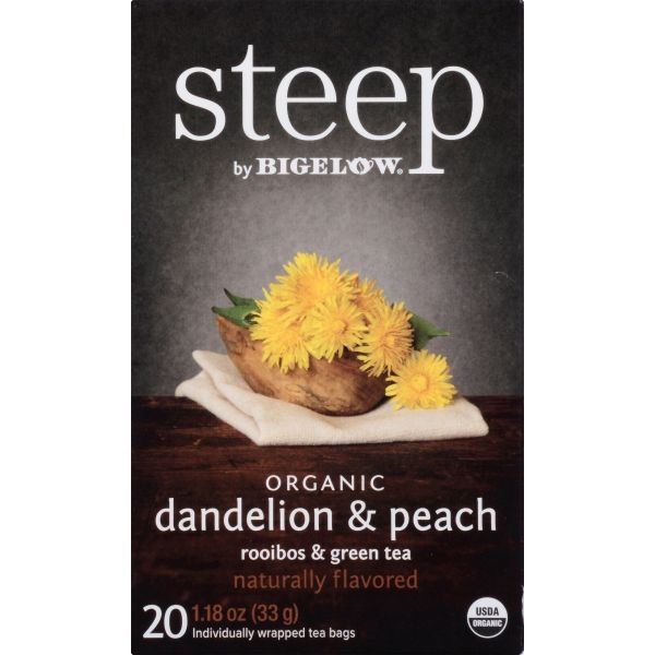 Bigelow Steep Tea, Dandelion And Peach, 1.18 Oz Tea Bag, 20/Box