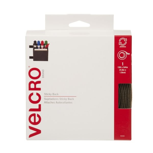 Velcro Brand Sticky Back Tape Roll, 0.75"W X 15'L, Beige