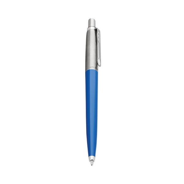 Parker Jotter Ballpoint Pen, Retractable, Medium 0.7 Mm, Blue Ink, Royal Blue/Chrome Barrel