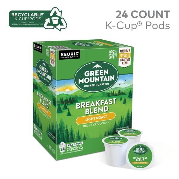 Green Mountain Coffee K-Cups, Breakfast Blend, Light Roast, 24 K-Cups